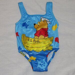 Vtg 90s Disney Winnie the Pooh SS Pooh Piglet AOP Swim Bathing Suit 12 Months